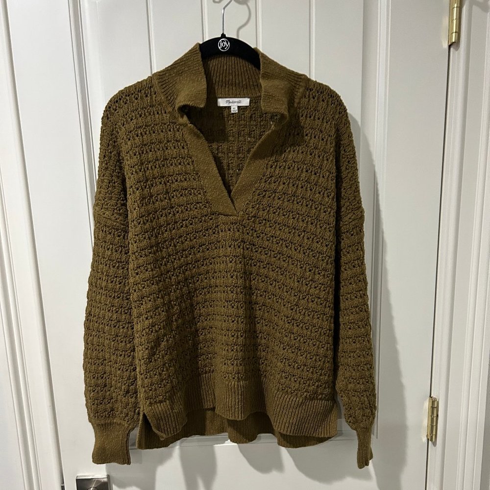 Sunbury Open-Stitch Polo Sweater